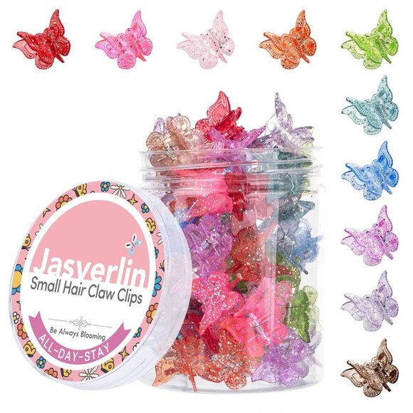 Glitter Mini Butterfly Hair Claw Clips, Sparkly Colorful Hair Accessories for Gi - Picture 1 of 7
